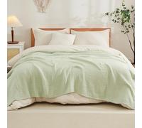 EMME Couverture en Coton, Couverture prélavée, Douce et Respirante, Couverture de Canapé Universelle Légère et Confortable en Coton pour Toutes Les Saisons (Vert Menthe, 127 x 177 cm)