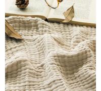 EMME Couverture en Coton prélavée, Douce et Respirante, Couverture de Canapé Universelle Légère et Confortable en Coton pour Toutes Les Saisons (Khaki, 127 x 177 cm)