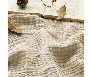 EMME Couverture en Coton prélavée, Douce et Respirante, Couverture de Canapé Universelle Légère et Confortable en Coton pour Toutes Les Saisons (Khaki, 127 x 177 cm)