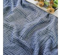 EMME Couverture en mousseline de coton pour lit queen size, couvre-lit en gaze respirante, douce et légère pour adultes, bleu marine chiné, 229 x 229 cm