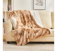 EMME Fausse Fourrure Couverture Moelleuse, 150 x 200cm Brun, Super Douce, Pelucheuse, Épaisse et Élégante, Couverture Shaggy à Longs Poils, Chaud Confortable Réversible pour Canapé et Lit
