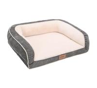 EMME Grand lit orthopédique lavable pour chien (avec housse amovible), canapé imperméable pour animaux de compagnie, canapé carré pour chien, 91,5 x 71 x 23 cm, gris