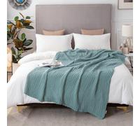 EMME - Grande Couverture en Coton Doux à 230 x 230 cm pour lit Queen Size, Toutes Saisons, légère et Respirante,Turquoise