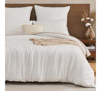 EMME Parure de lit double en mousseline 100 % coton - 220 x 240 cm - Double parure de lit d'été avec fermeture éclair - 1 housse de couette avec 2 taies d'oreiller 80 x 80 cm - Couvre-lit en