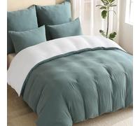 EMME Parure de lit en mousseline 200 x 200 cm - Parure de lit réversible 100 % coton, certifiée Oeko-Tex, parure de lit 2 en 1 double gaze avec 2 designs, parure 4 saisons avec 1 housse de couette + 2