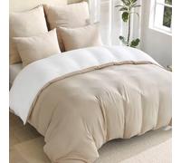 EMME Parure de lit en mousseline de soie 220 x 240 cm - Parure de lit réversible 100 % coton certifié Oeko-Tex 2 en 1 double gaze avec 2 designs, parure 4 saisons avec 1 housse de couette + 2 taies