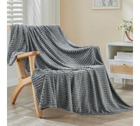 EMME Plaid Couverture Douillette, Plaid Polaire Flanelle, Douce, Chaude, Jeté de Canapé, Couverture Doux, Gris Foncé, 130 x 150cm