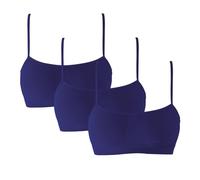 eMMe SQUARE - 3 pcs Soutien-gorge Épaule Serrée Microfibre, Bralette Femme, Brassiere Top, Soutien-gorge Élastique Sans Couture ; Fabriqué en Italie, bleu, M/L