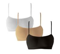 eMMe SQUARE - 3 pcs Soutien-gorge Épaule Serrée Microfibre, Bralette Femme, Brassiere Top, Soutien-gorge Élastique Sans Couture ; Fabriqué en Italie, Blanc/noir-nu, S/M