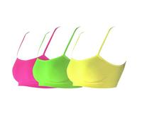 eMMe SQUARE - 3 pcs Soutien-gorge Épaule Serrée Microfibre, Bralette Femme, Brassiere Top, Soutien-gorge Élastique Sans Couture ; Fabriqué en Italie, Couleurs fluo, S/M