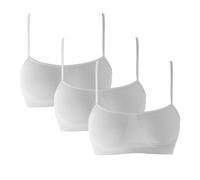 eMMe SQUARE - Lot de 3 soutiens-gorge à épaules étroites en microfibre, bralette pour femme, soutien-gorge élastique, sans coutures, fabriqué en Italie, Blanc, S/M