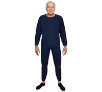 eMMe SQUARE - Pyjama sanitaire complet d'été à manches longues avec fermeture éclair arrière, combinaison sanitaire pour personnes âgées handicapées et dégentes, coton léger, fabriqué en Italie, Foncé