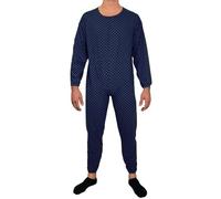 eMMe SQUARE - Pyjama sanitaire complet d'été à manches longues avec fermeture éclair arrière, combinaison sanitaire pour personnes âgées handicapées et dégentes, coton léger, fabriqué en Italie, Foncé