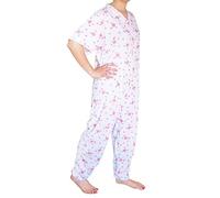 eMMe SQUARE - Pyjama sanitaire pour personnes âgées handicapées et dégentes, en coton léger, matériau de qualité fabriqué en Italie, Pour femme., XL