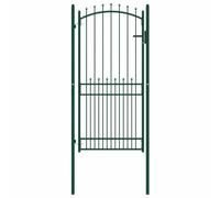 Emmen Portail de clôture Vert acier 104 x 200 cm | Acier peint, serrure avec 3 clés, design en arc, poteaux avec charnières, installation facile