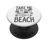 Emmenez-Moi à la Plage, Palm Tree Surf Sunset Retro Vacation PopSockets PopGrip Adhésif