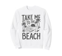 Emmenez-Moi à la Plage, Palm Tree Surf Sunset Retro Vacation Sweatshirt
