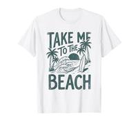 Emmenez-Moi à la Plage, Palm Tree Surf Sunset Retro Vacation T-Shirt