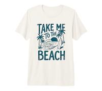 Emmenez-Moi à la Plage, Palm Tree Surf Sunset Retro Vacation T-Shirt Haut de Gamme