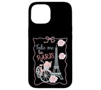 Emmenez-Moi à Paris, Tour Eiffel et vélo avec Roses Mignon Coque pour iPhone 15