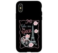 Emmenez-Moi à Paris, Tour Eiffel et vélo avec Roses Mignon Coque pour iPhone X/XS