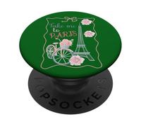 Emmenez-Moi à Paris, Tour Eiffel et vélo avec Roses Mignon PopSockets PopGrip Adhésif