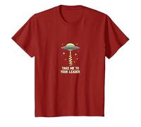 Emmenez-Moi à Votre Leader UFO Sci-FI Alien Encounter T-Shirt, Enfant, Canneberge, 12 Ans