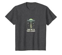 Emmenez-Moi à Votre Leader UFO Sci-FI Alien Encounter T-Shirt, Enfant, Chiné Foncé, 8 Ans