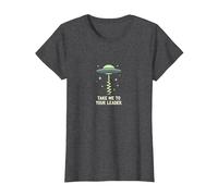 Emmenez-Moi à Votre Leader UFO Sci-FI Alien Encounter T-Shirt, Femme, Chiné Foncé, XS