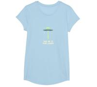 Emmenez-Moi à Votre Leader UFO Sci-FI Alien Encounter T-Shirt, Fille, Bleu Céleste, XS