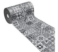 emmevi Chalet VIP Tapis de cuisine, motif faïence, avec bordure antidérapante, dimensions 30, 54 x 240 cm, gris