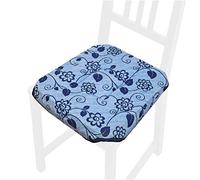 EmmeVi Coussin de chaise universel en coton, lavable, pour cuisine, fleurs, modèle: Rosa38E, Bleu