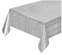 emmevi Dis_A Nappe de cuisine anti-taches métallisée brillante grise pour table en PVC, décoré, 140 x 300 cm