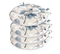 emmevi Ensemble de 4 coussins de chaise ronde en coton avec lacets lavables doux housses de chaise rondes Shabby Chic vintage