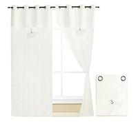 emmevi Lot de 2 rideaux de porte intérieure en tissu lin blanc et 2 tailles shabby chic, modèle 2 dimensions 140 x 290 cm