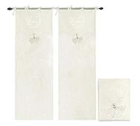 emmevi Lot de 2 rideaux de porte intérieure en tissu lin semi-transparent en plusieurs dimensions Shabby Chic modèle rideau nœud 1 lot de 60 x 240 cm