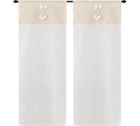 emmevi Lot de 2 Rideaux de Portes intérieures en Tissu Semi-Transparent Shabby Chic Rustique 60 x 240 cm Beige