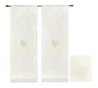 emmevi Rideaux de porte intérieure cœur tissu lin blanc paire 2 pièces plus dimensions modèle rideau dentelle 60 x 240 cm