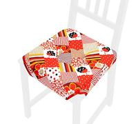 emmevi ROSA8L Coussin de chaise universel en coton lavable pour table de cuisine, motif coccinelle, rouge