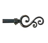 emmevi - Spirali - Tringle à rideaux extensible coulissante, fer vieilli, style shabby chic, tige à anneaux, 120 - 210 ou 160 - 300 cm 120-210 cm Nero-oro