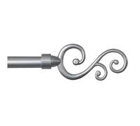 emmevi - Spirali - Tringle à rideaux extensible coulissante, fer vieilli, style shabby chic, tige à anneaux, 120 - 210 ou 160 - 300 cm 160-300 cm gris
