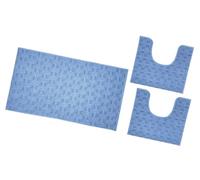 emmevi Tapis de bain 3 pièces design tressé 3D doux absorbant antidérapant, lavable bleu clair