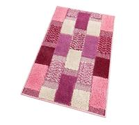 emmevi Tapis de Bain Antiderapant, Tapis de Douche Absorbant, 50X80, Rose | Dos en Caoutchouc Antidérapant, Absorbant, Rectangulaire, Lavable en Machine, Poils Courts de 7 mm, Design Moderne