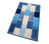 emmevi Tapis de Bain Antiderapant, Tapis de Douche Absorbant, 60X160, Bleu | Dos en Caoutchouc Antidérapant, Absorbant, Rectangulaire, Lavable en Machine, Poils Courts de 7 mm, Design Moderne