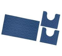 emmevi Tapis de bain en tissu 3D Parure Girowater Set de 3 pièces, doux, absorbant, antidérapant, lavable, bleu