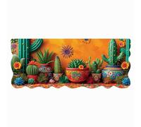 EMMEVI Tapis de Cuisine en Caoutchouc PVC Impression numérique Plantes Cactus HD Moderne Motif Anti-Taches 50 x 120 cm