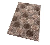 emmevi Tapis de salle de bain antidérapant Shaggy moderne avec descentes de douche absorbantes, modèle iOS 65 x 130 cm, marron