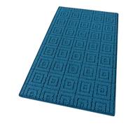 emmevi Tapis pour cuisine, 3D, antidérapant, uni, élégant, lavable, doux, absorbant, modèle EVITA 50 x 80 cm, Bleu