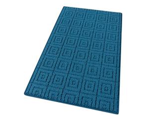 emmevi Tapis pour cuisine, 3D, antidérapant, uni, élégant, lavable, doux, absorbant, modèle EVITA 50 x 80 cm, Bleu