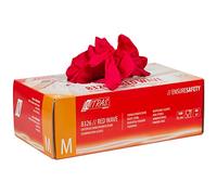 Emmi-Nail Lot de 100 gants en nitrile non poudrés - Taille M, adaptés aux deux mains, indéchirables et stables, rouge